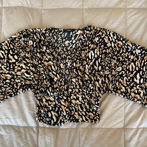 F21 Leopard Deep V Top